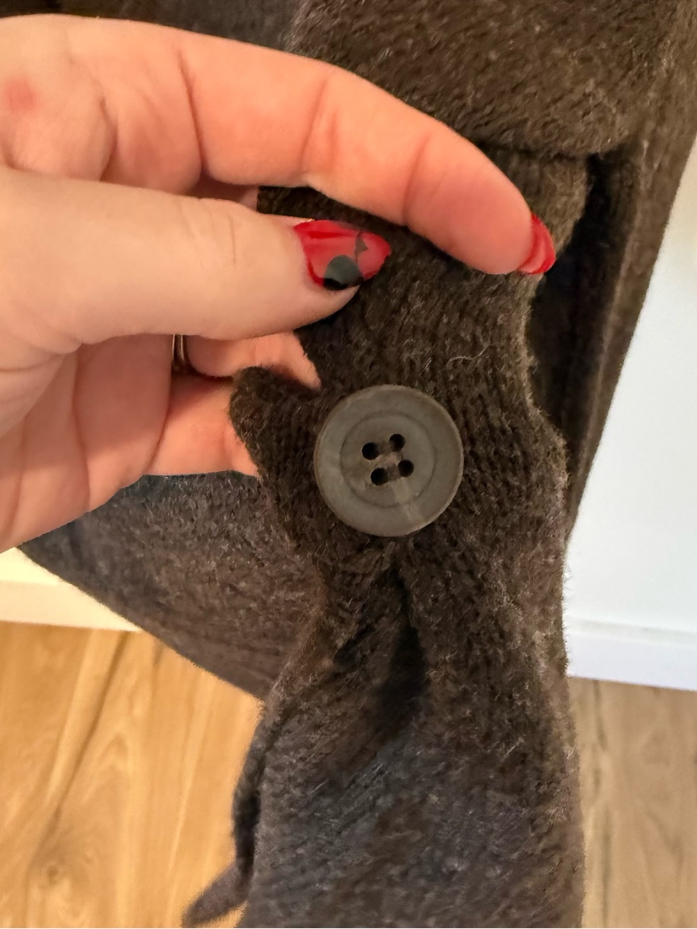 Betabrand Women's Brown Hooded Wrap Sweater L/XL Wool Cozy Fall Warm Winter - Picture 5 of 9